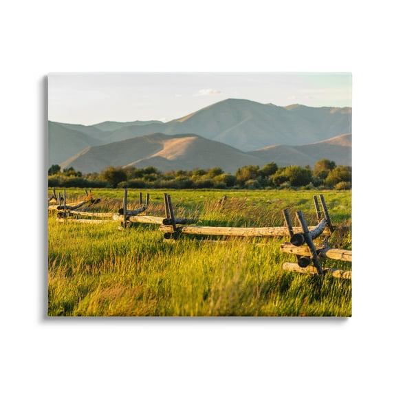 Stupell Industries Grassland Farm Fence Countryside Sunny Mountain Scene Photograph Gallery Wrapped Canvas Print Wall Art, Design by Steve Smith