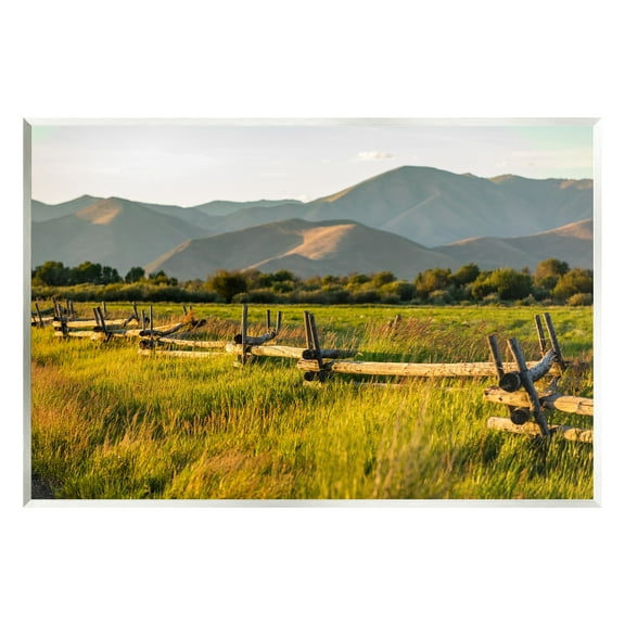 Stupell Industries Grassland Farm Fence Countryside Sunny Mountain Scene Photograph Unframed Art Print Wall Art, Design by Steve Smith