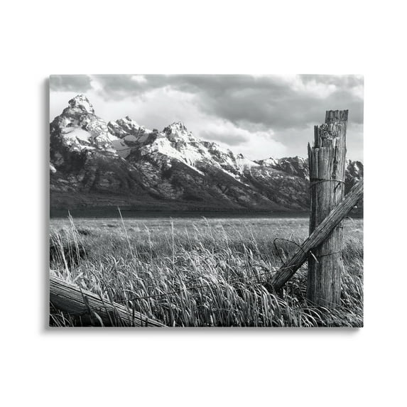 Stupell Industries Grassland Fence Photography Landscape Photography Gallery Wrapped Canvas Art Print Wall Art, 20 x 16