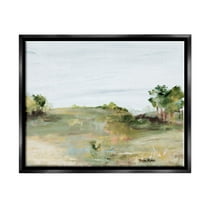 Stupell Industries Grassland Nature Horizon Scene Painting Jet Black Floating Framed Canvas Print Wall Art, Design by Robin Maria