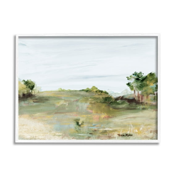 Stupell Industries Grassland Nature Horizon Scene Painting White Framed Art Print Wall Art, Design by Robin Maria