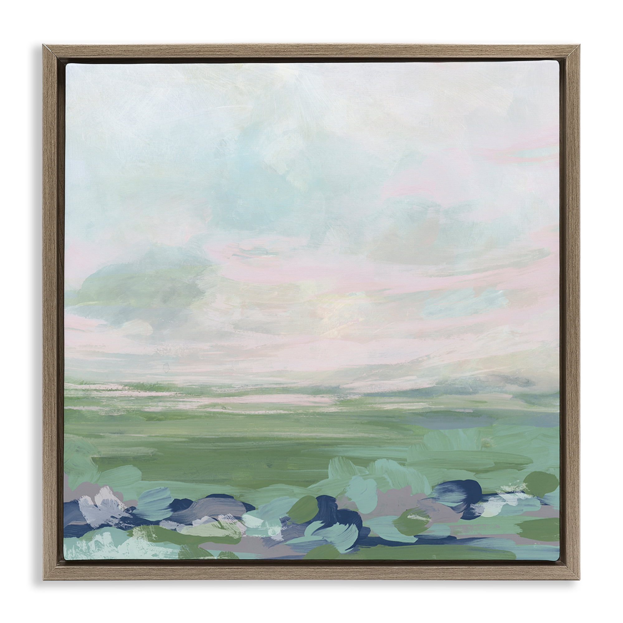 Stupell Industries Grassland Sky Gradient Landscape & Nature Painting Brown Floater Framed Canvas Art Print Wall Art, 18 x 18