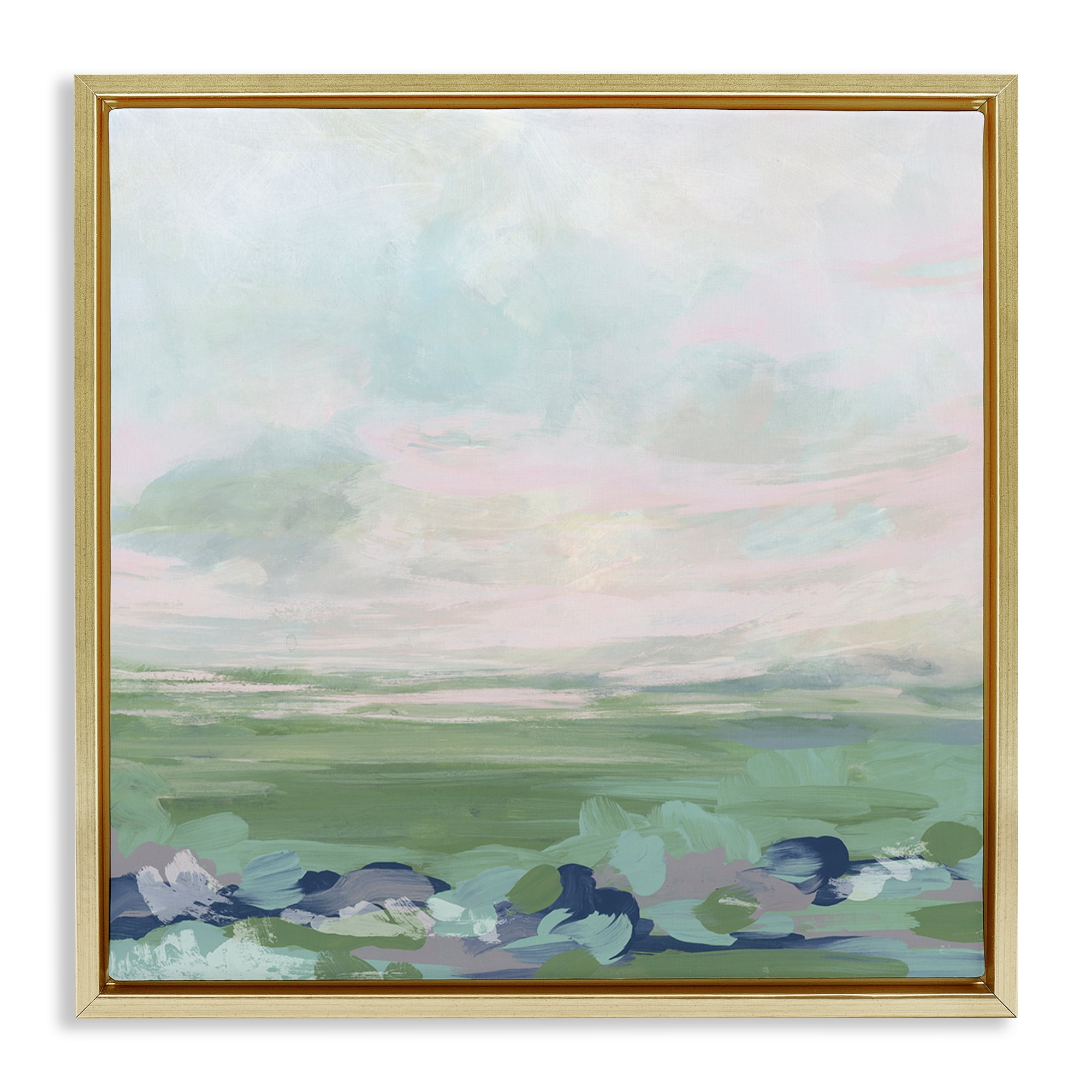 Stupell Industries Grassland Sky Gradient Landscape & Nature Painting Gold Floater Framed Canvas Art Print Wall Art, 18 x 18