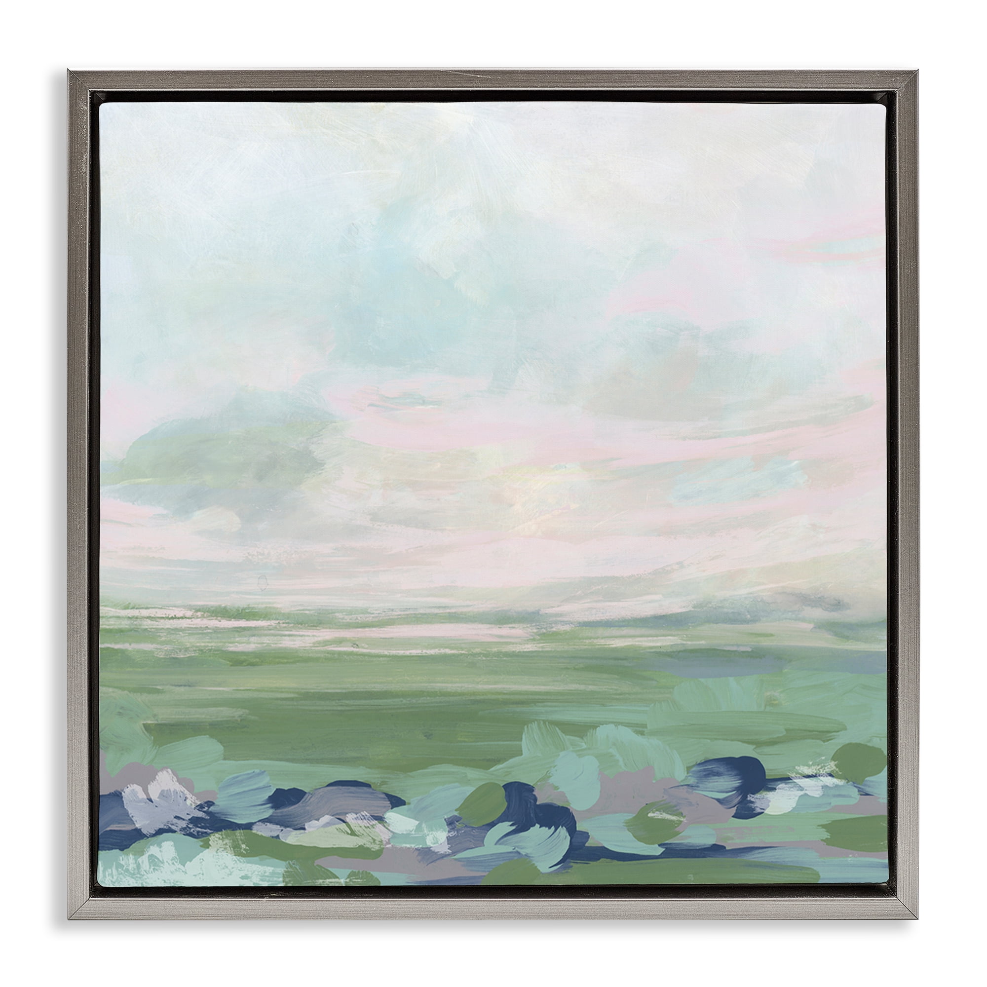 Stupell Industries Grassland Sky Gradient Landscape & Nature Painting Gray Floater Framed Canvas Art Print Wall Art, 18 x 18