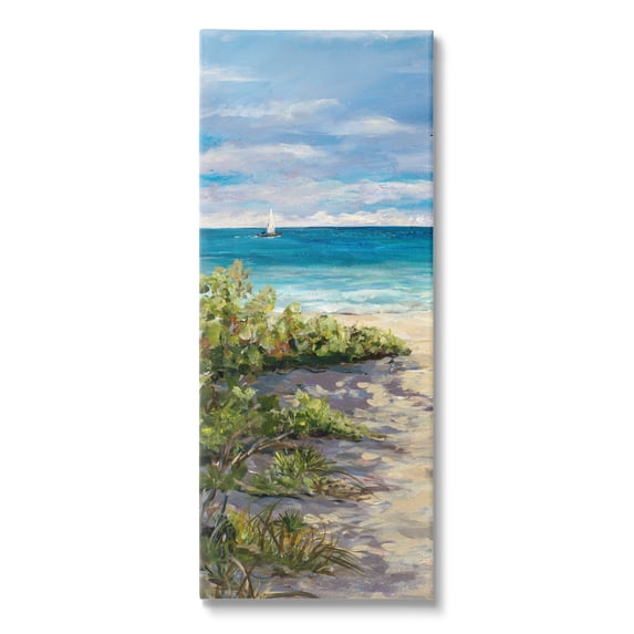 Stupell Industries Grassy Beach Shore Nature Painting Gallery Wrapped Canvas Print Wall Art, 20 x 48
