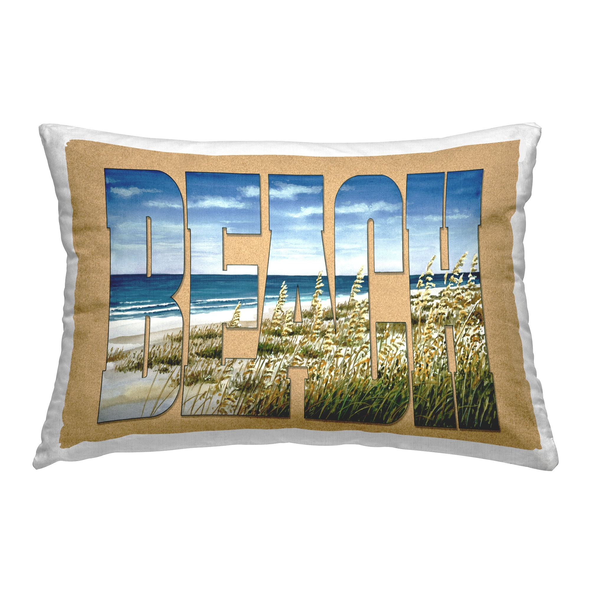 Stupell Industries Grassy Beach Typography Decorative Printed Throw Pillow Design by Art Brands Holdings, LLC..