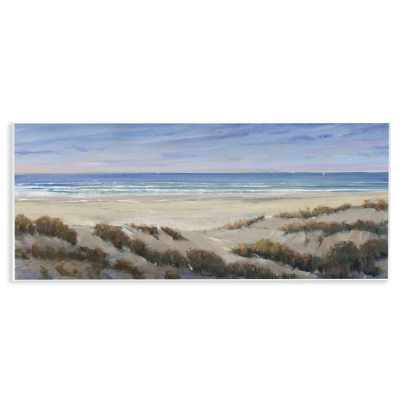Stupell Industries Grassy Beach View Nautical & Beach Painting Unframed Art Print Wall Art, 17 x 7