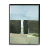 Stupell Industries Grassy Landscape Abstract Open Spaces Green Blue Design by Stephane Villafane, 24" x 30", Black Framed