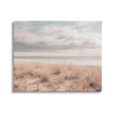 Stupell Industries Grassy Ocean Shore Horizon Photograph Gallery Wrapped Canvas Print Wall Art, Design by Nathan Larson
