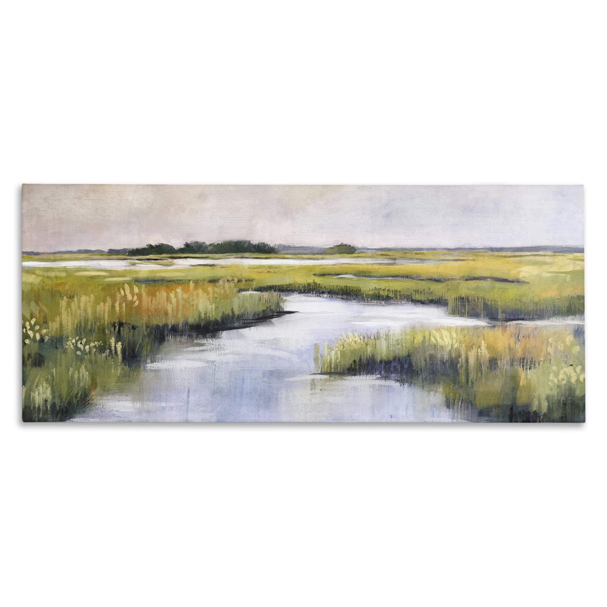 Stupell Industries Grassy Rural Marshlands Landscape & Nature Painting Wrapped Canvas Art Print Wall Art, 30 x 13
