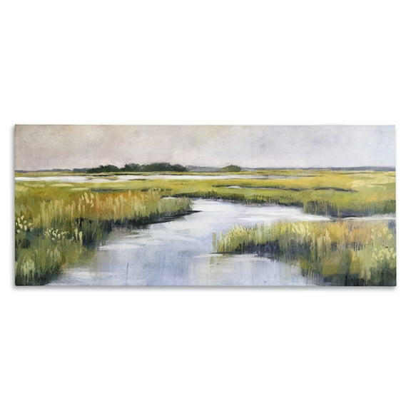 Stupell Industries Grassy Rural Marshlands Landscape & Nature Painting Wrapped Canvas Art Print Wall Art, 40 x 17
