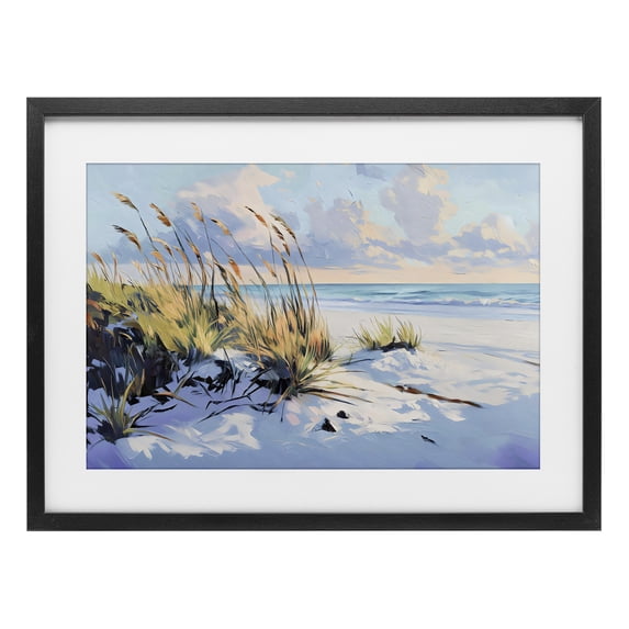 Stupell Industries Coastal Grassy Sand Dunes Beach Black Framed Print Under Glass, 20 x 14, by Gina Kelly