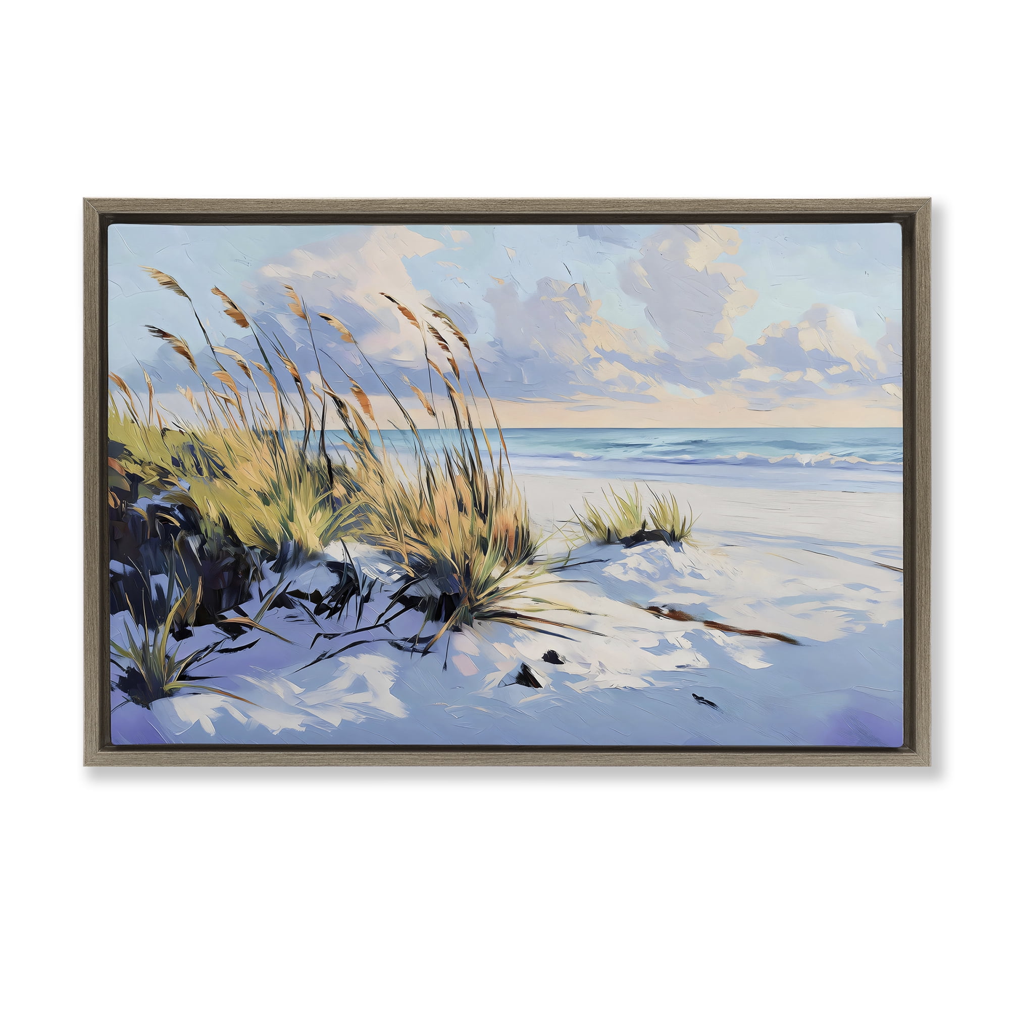 Stupell Industries Grassy Sand Dunes Beach Brown Framed Floater Canvas Wall Art, design by Gina Kelly