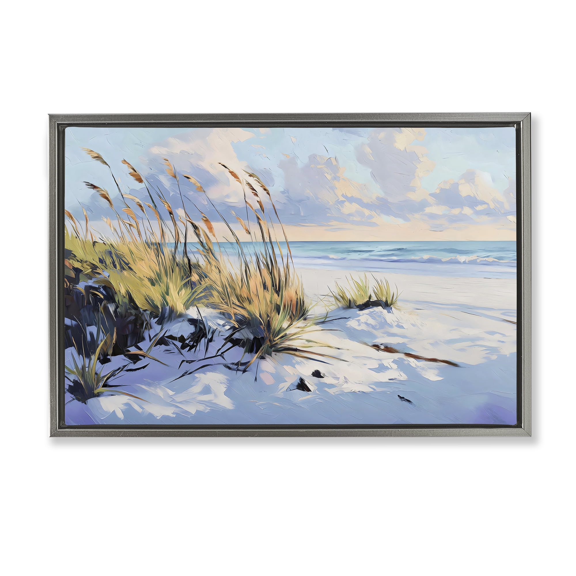 Stupell Industries Grassy Sand Dunes Beach Gray Framed Floater Canvas Wall Art, design by Gina Kelly