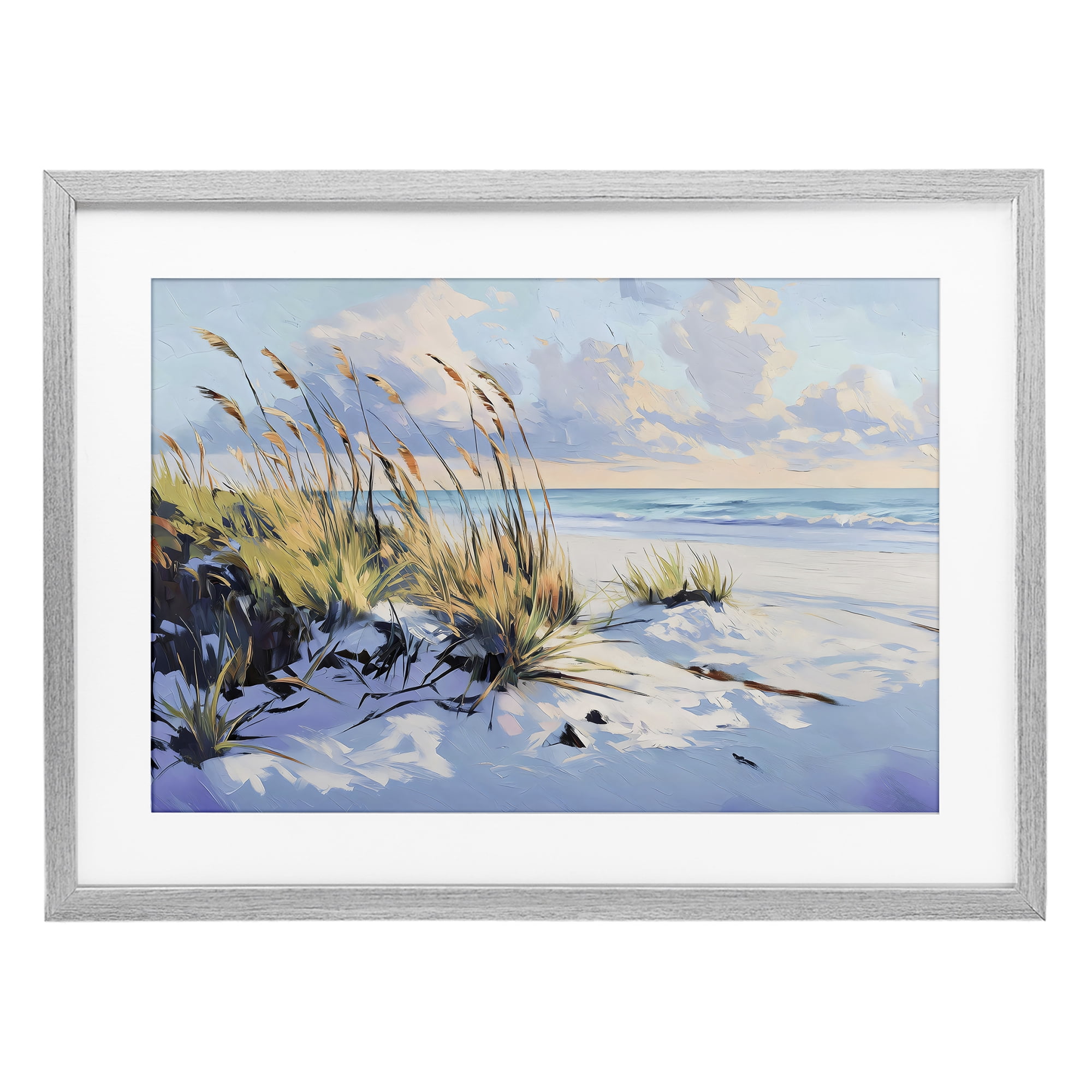 Stupell Industries Grassy Sand Dunes Beach Gray Framed Print Under Glass, design by Gina Kelly