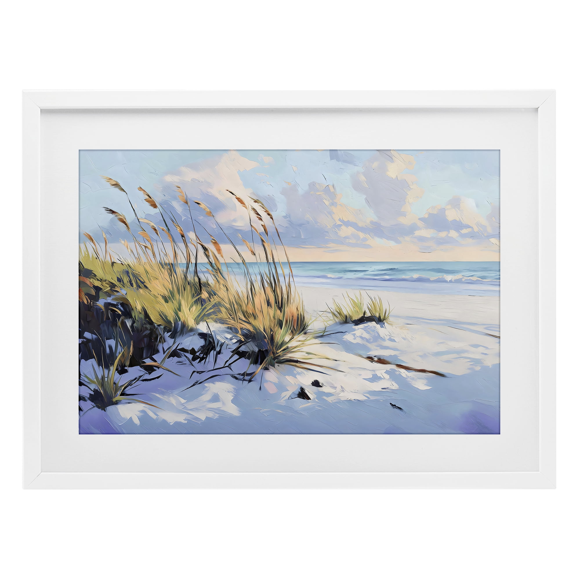 Stupell Industries Grassy Sand Dunes Beach White Framed Print Under Glass, design by Gina Kelly