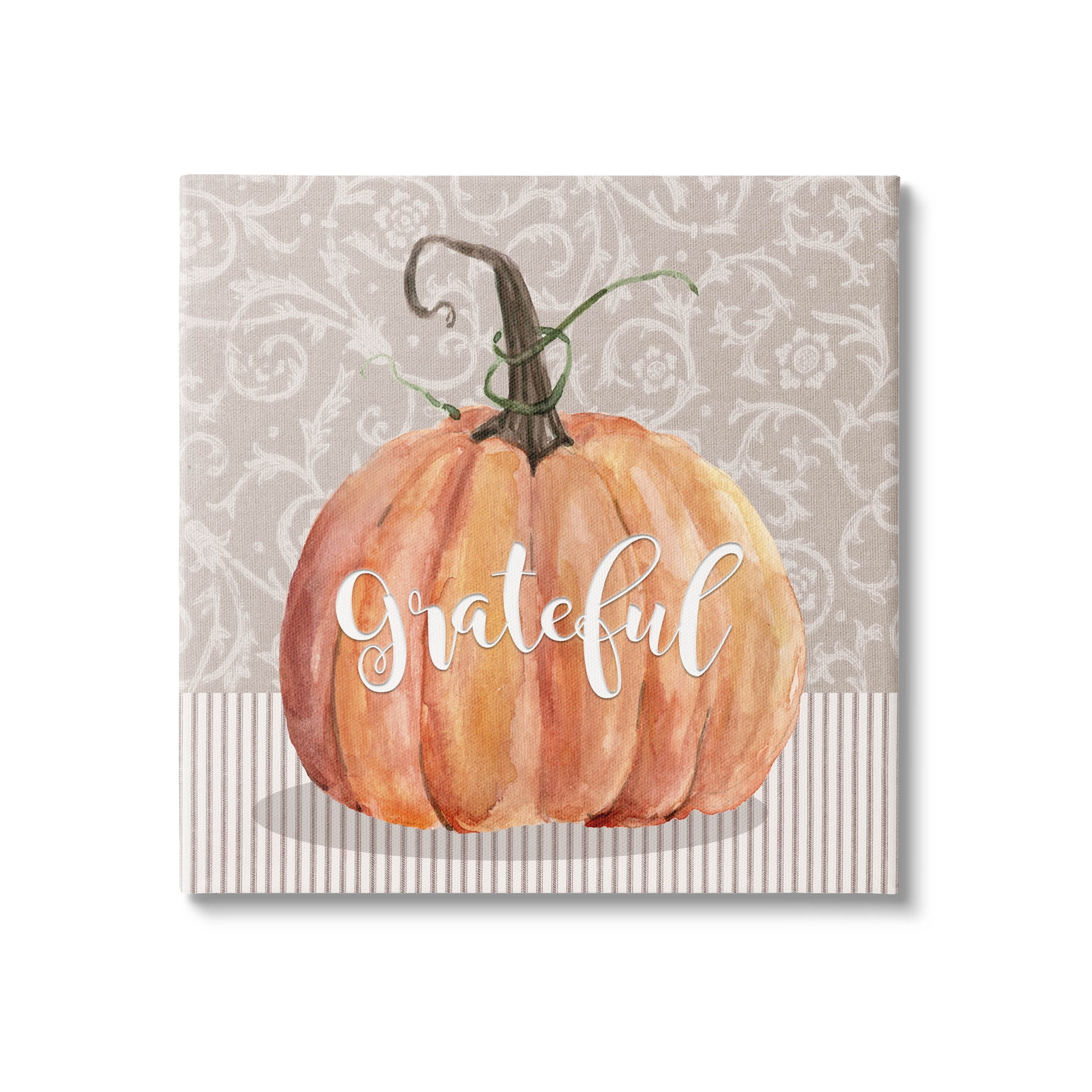Stupell Industries Grateful Autumnal Pattern Pumpkin Graphic Art Gallery Wrapped Canvas Print Wall Art, Design by Livi Finn