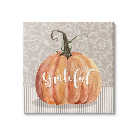 Stupell Industries Grateful Autumnal Pattern Pumpkin Graphic Art Gallery Wrapped Canvas Print Wall Art, Design by Livi Finn