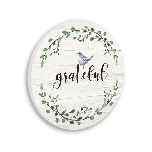 Stupell Industries Grateful Bird Crown Laurel Twigs Foliage Country Pattern,12 x 12,Design By Elizabeth Tyndall
