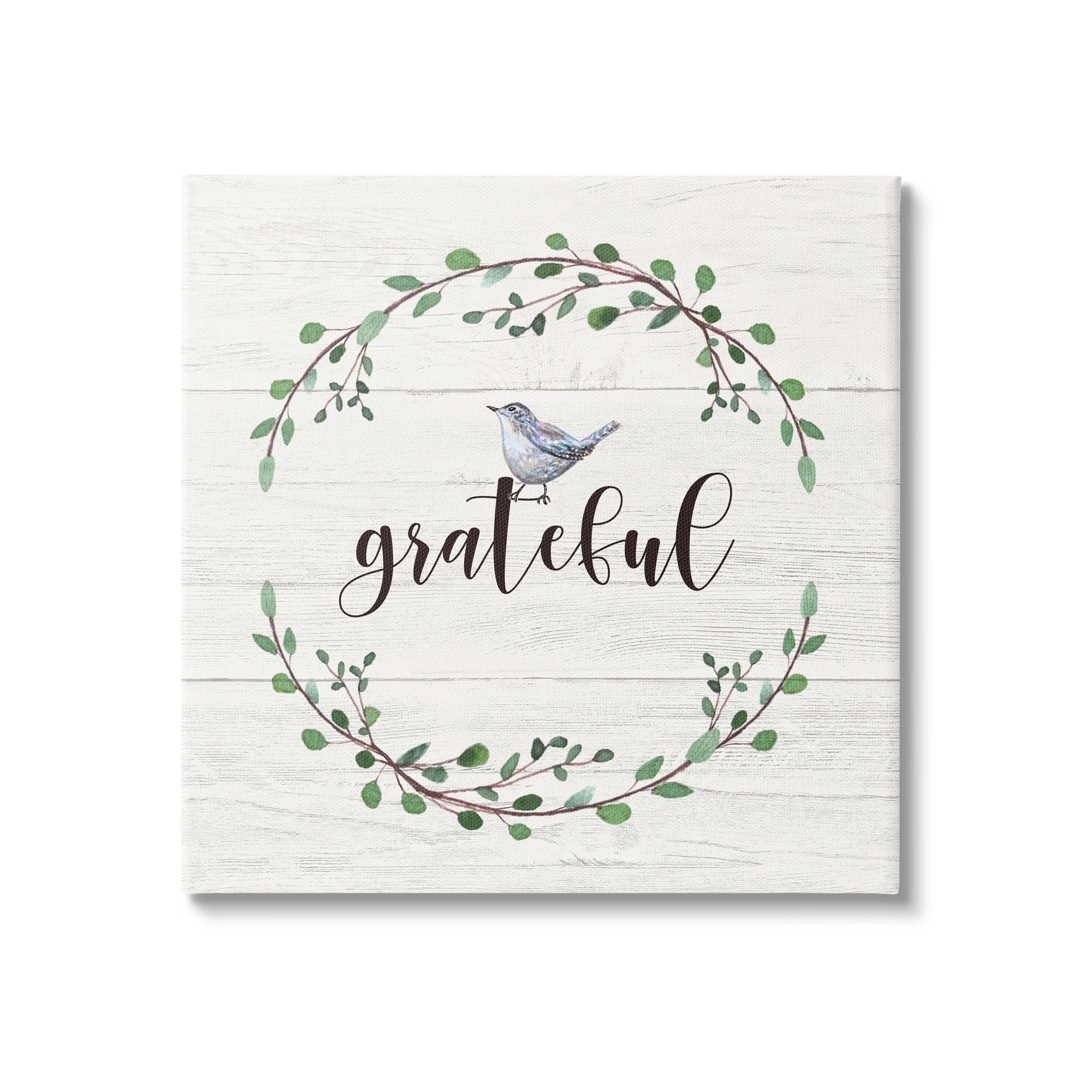 Stupell Industries Grateful Bird Crown Laurel Twigs Foliage Country Pattern,24 x 24, Design by Elizabeth Tyndall