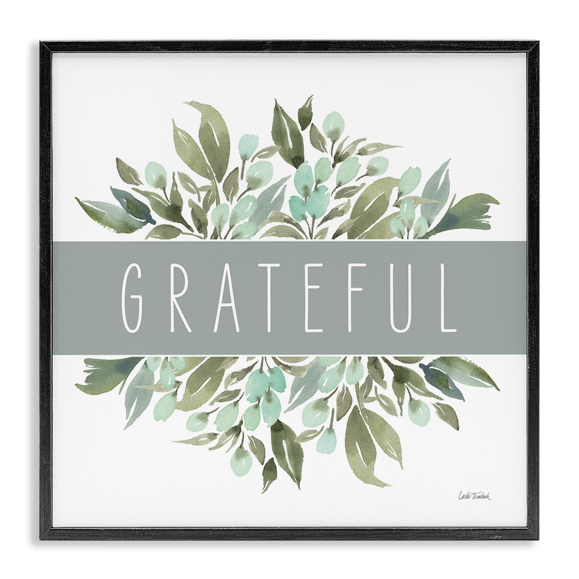 Stupell Industries Grateful Cottage Florals Plants & Flowers Painting Black Framed Art Print Wall Art, 24 x 24