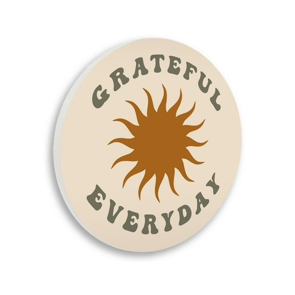 Stupell Industries Grateful Everyday Retro Typography Abstract Sun Symbol Graphic Art Unframed Art Print Wall Art, Design by Daphne Polselli