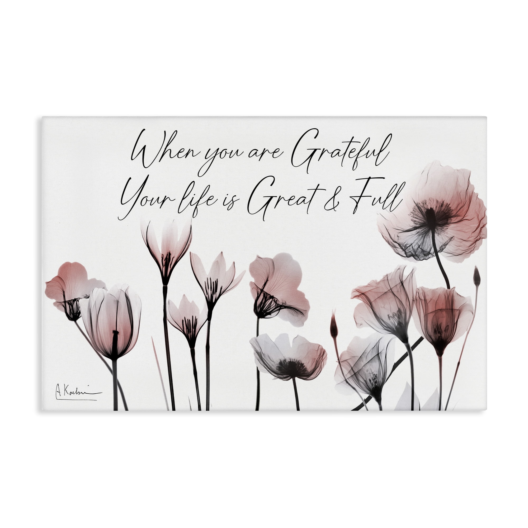 Stupell Industries Grateful Faith Floral Religious Painting Gallery Wrapped Canvas Art Print Wall Art, 30 x 20