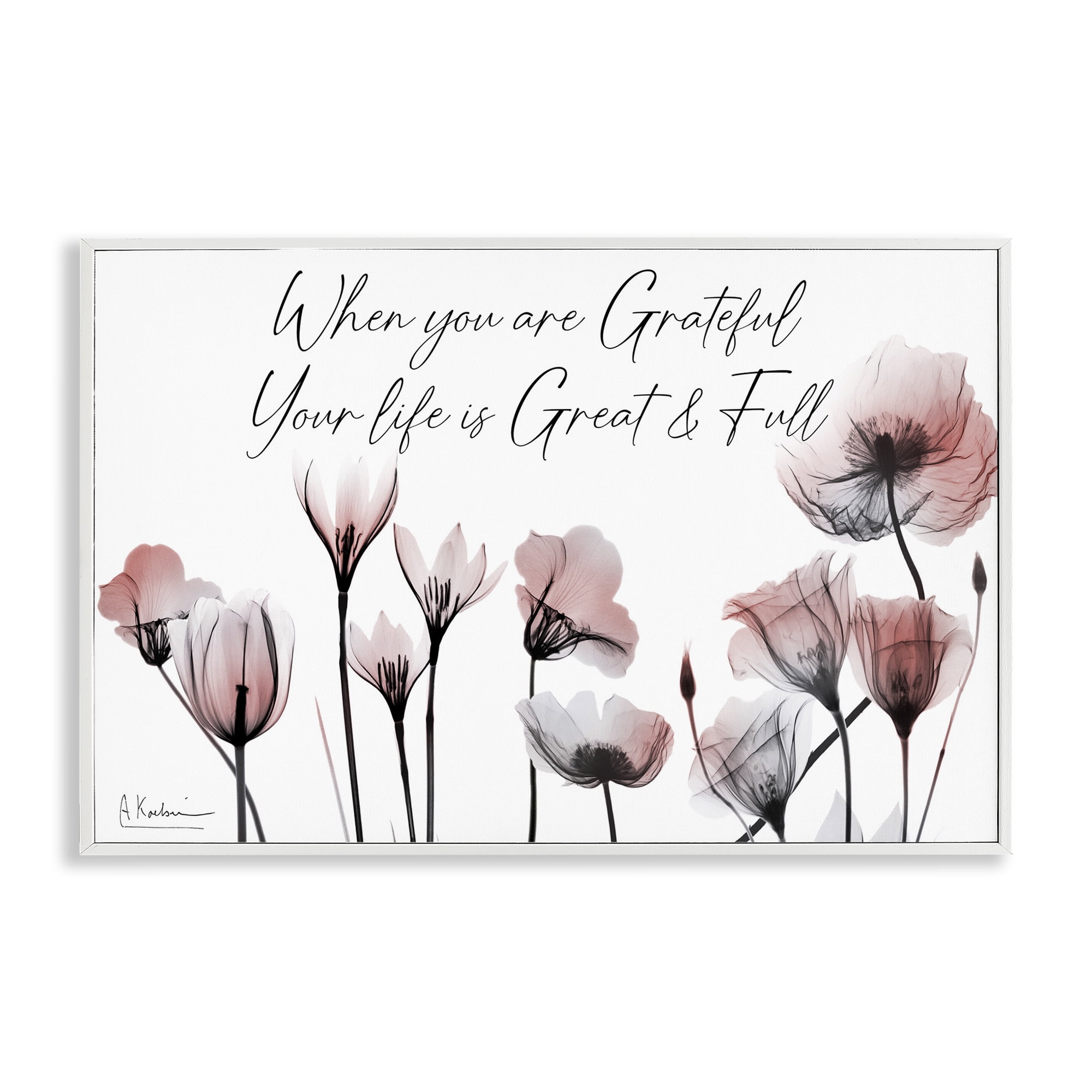 Stupell Industries Grateful Faith Floral Religious Painting White Framed Art Print Wall Art, 30 x 20