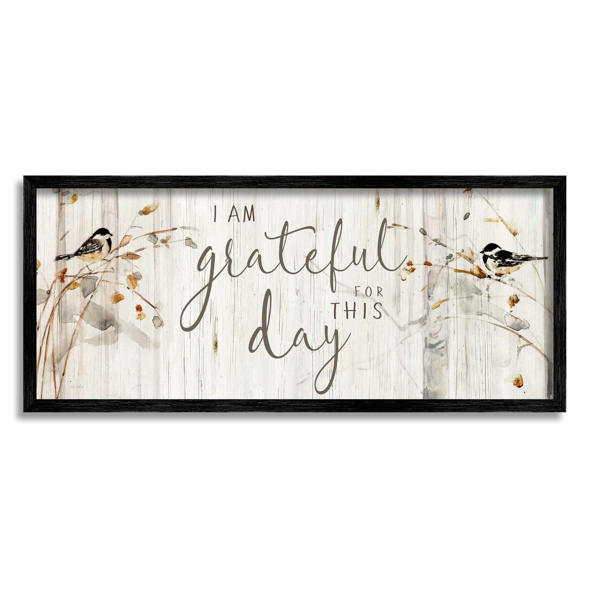 Stupell Industries Grateful For This Day Phrase Animals & Insects Painting Black Framed Art Print Wall Art