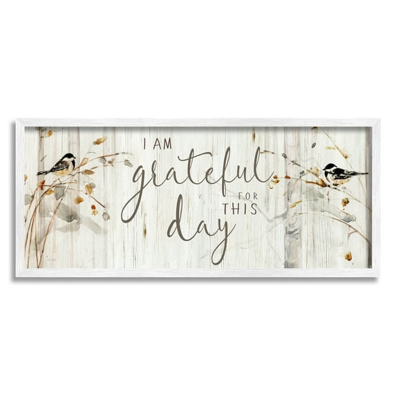 Stupell Industries Grateful For This Day Phrase Animals & Insects Painting White Framed Art Print Wall Art