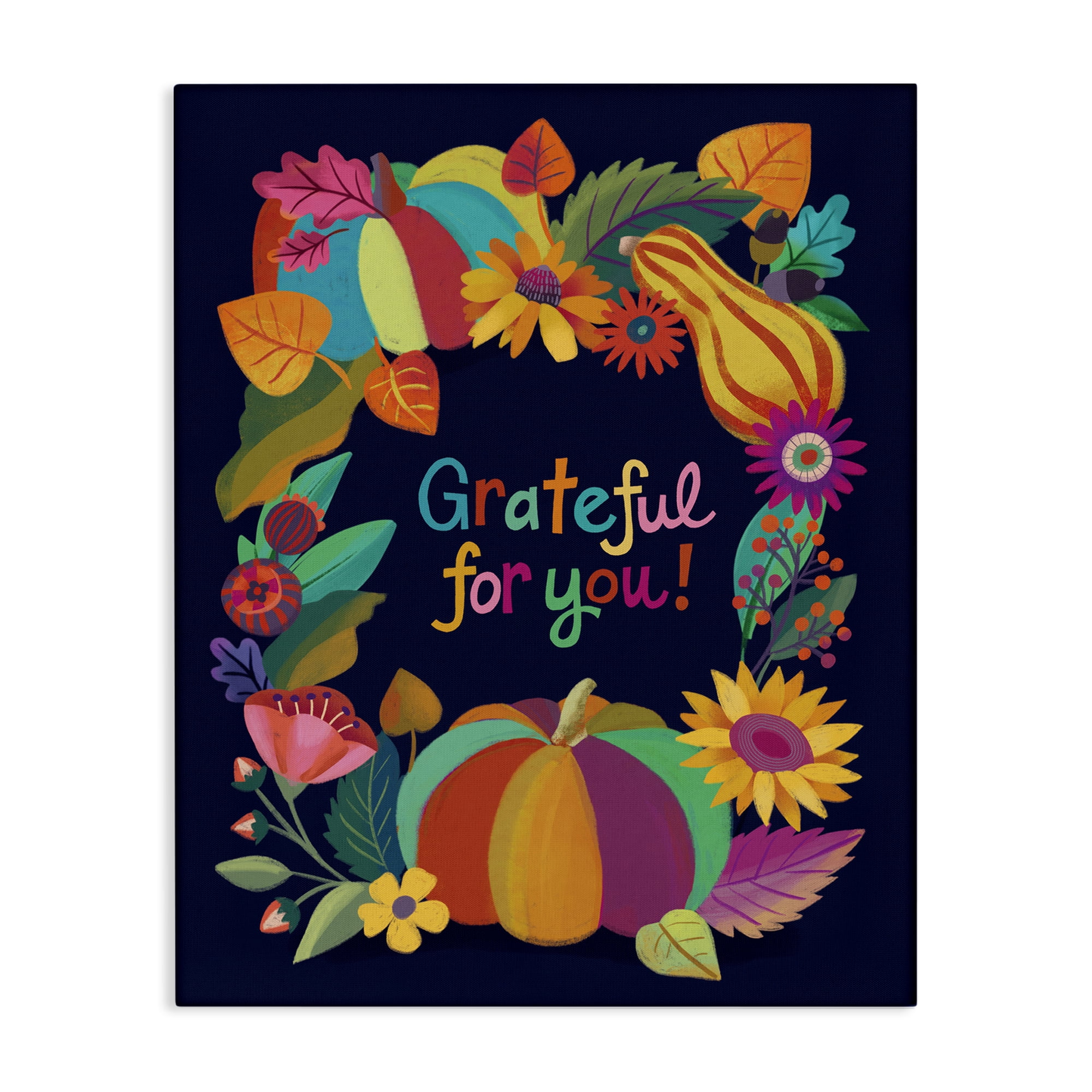 Stupell Industries Grateful For You Gourds Holiday Painting Wrapped Canvas Art Print Wall Art, 16 x 20