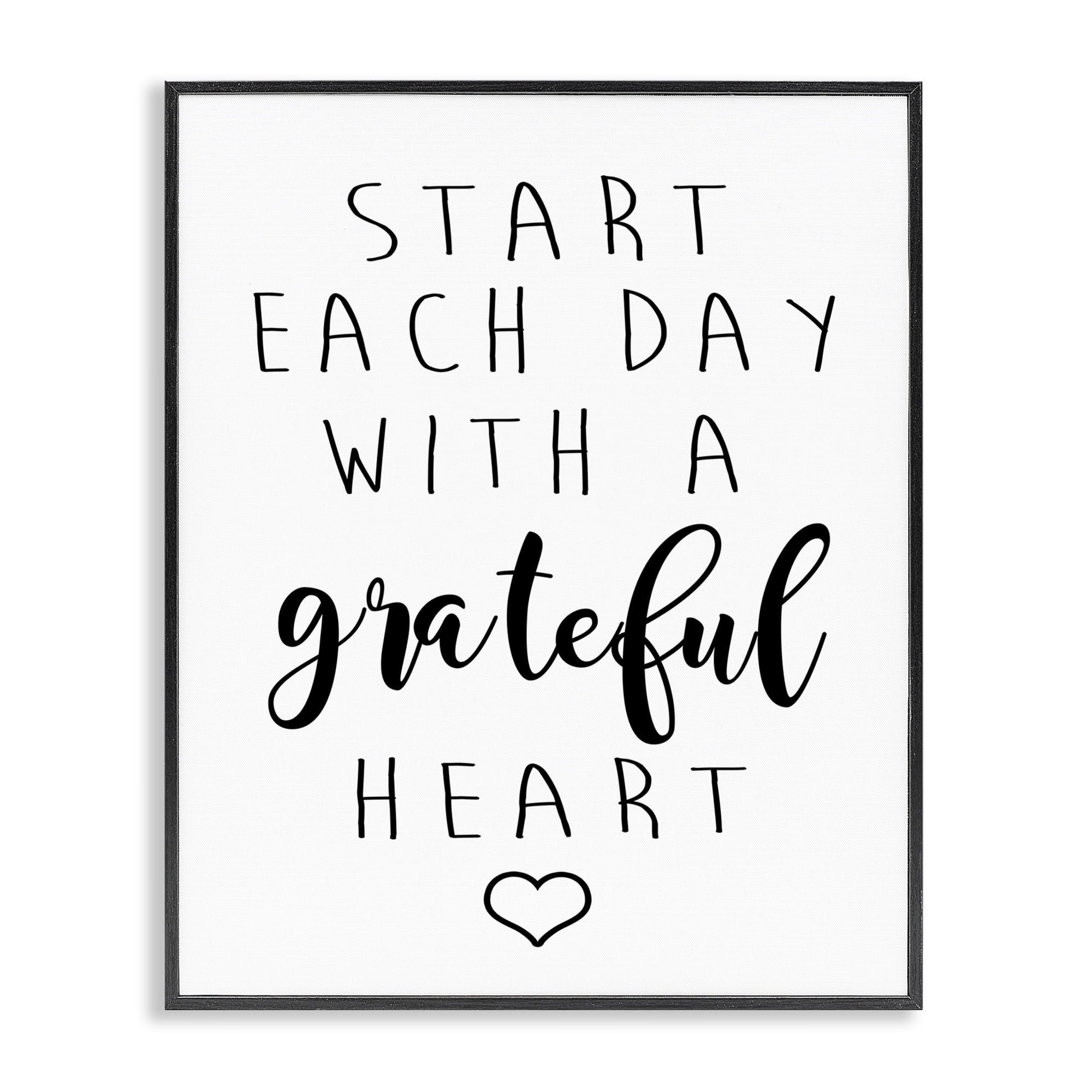 Stupell Industries Grateful Heart Sentiment Text & Numbers Painting Black Framed Art Print Wall Art, 16 x 20