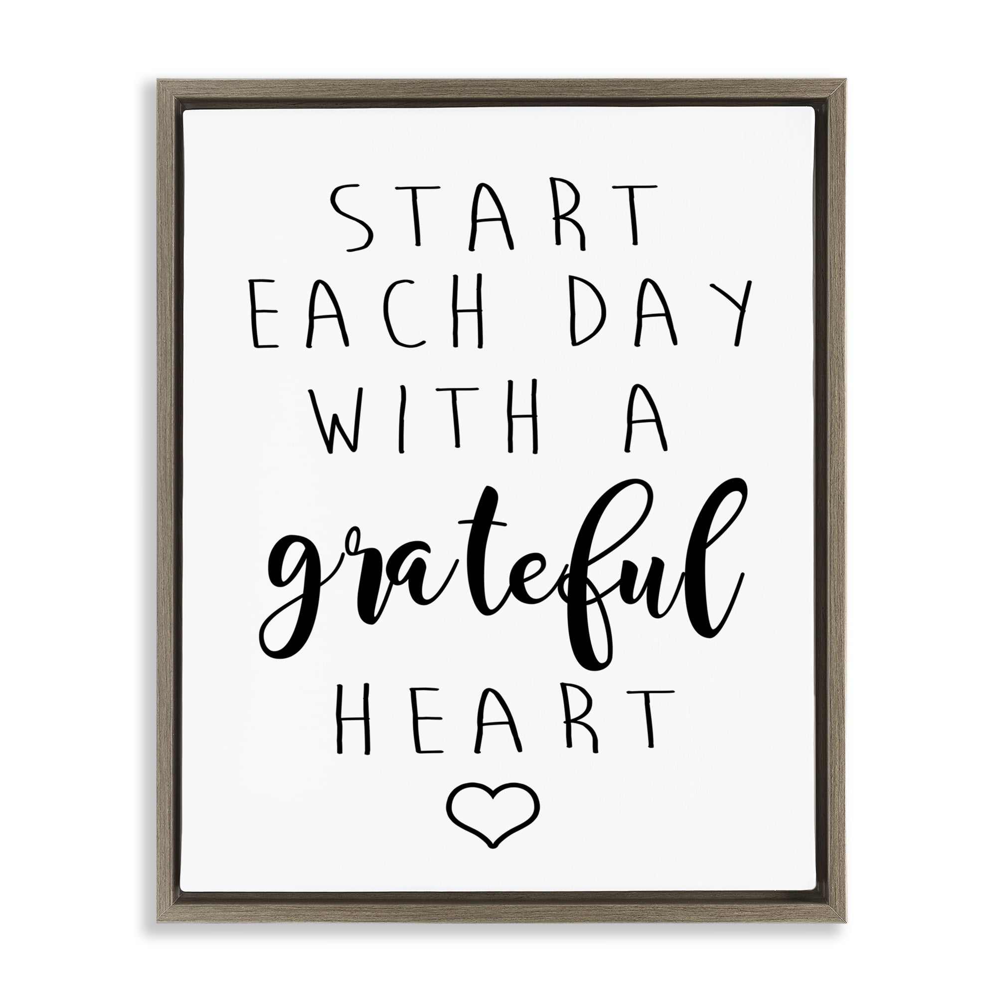 Stupell Industries Grateful Heart Sentiment Text & Numbers Painting Brown Floater Framed Canvas Art Print Wall Art, 25 x 31