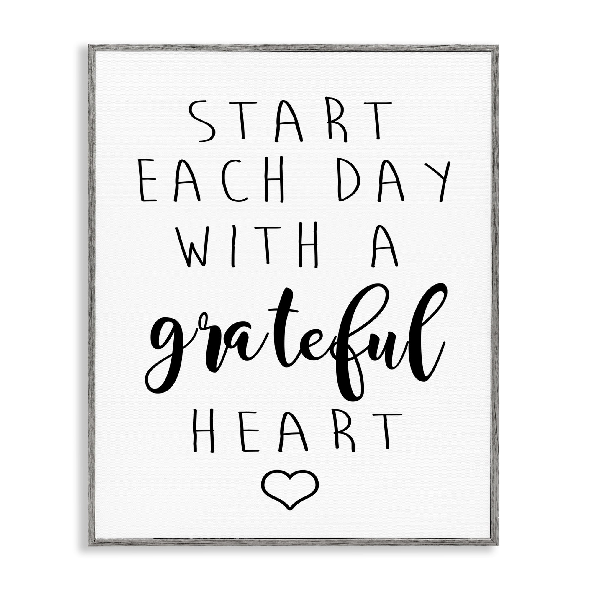Stupell Industries Grateful Heart Sentiment Text & Numbers Painting Gray Framed Art Print Wall Art, 24 x 30