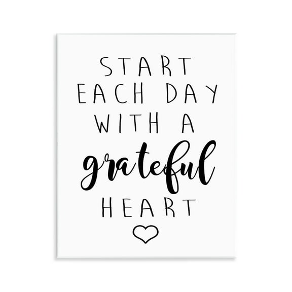 Stupell Industries Grateful Heart Sentiment Text & Numbers Painting Unframed Art Print Wall Art, 11 x 14