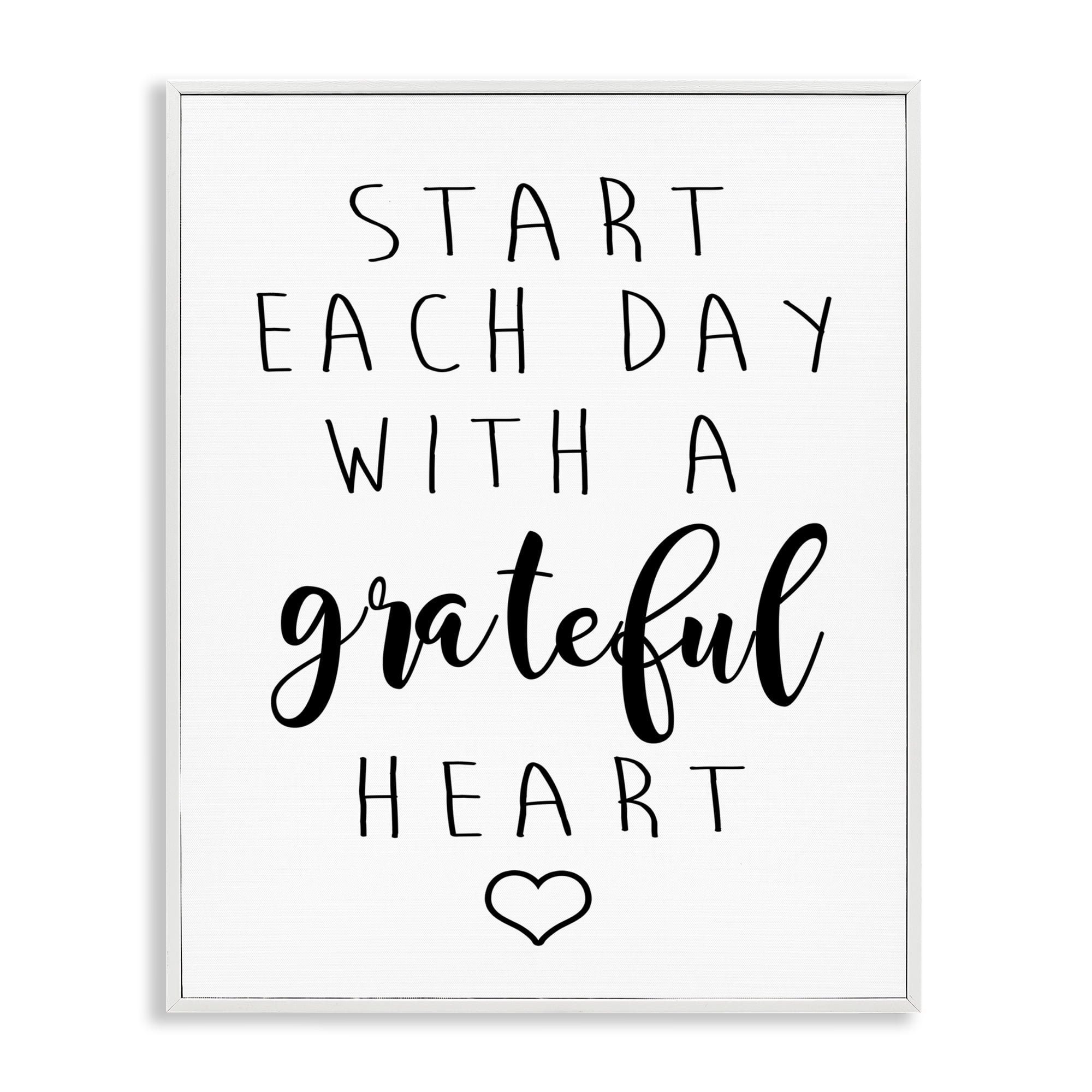Stupell Industries Grateful Heart Sentiment Text & Numbers Painting White Framed Art Print Wall Art, 16 x 20
