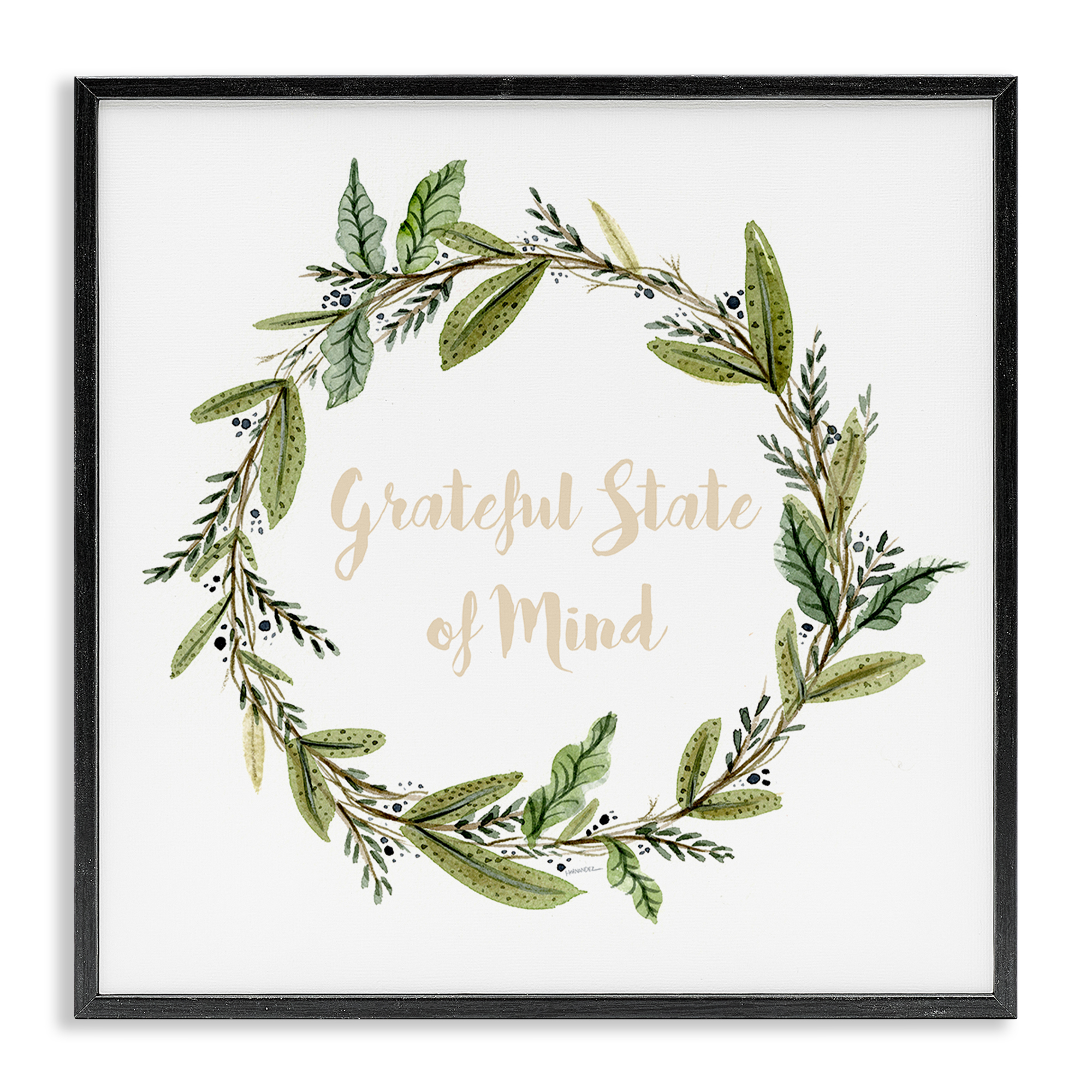 Stupell Industries Grateful State Of Mind Text & Numbers Painting Black Framed Art Print Wall Art, 12 x 12