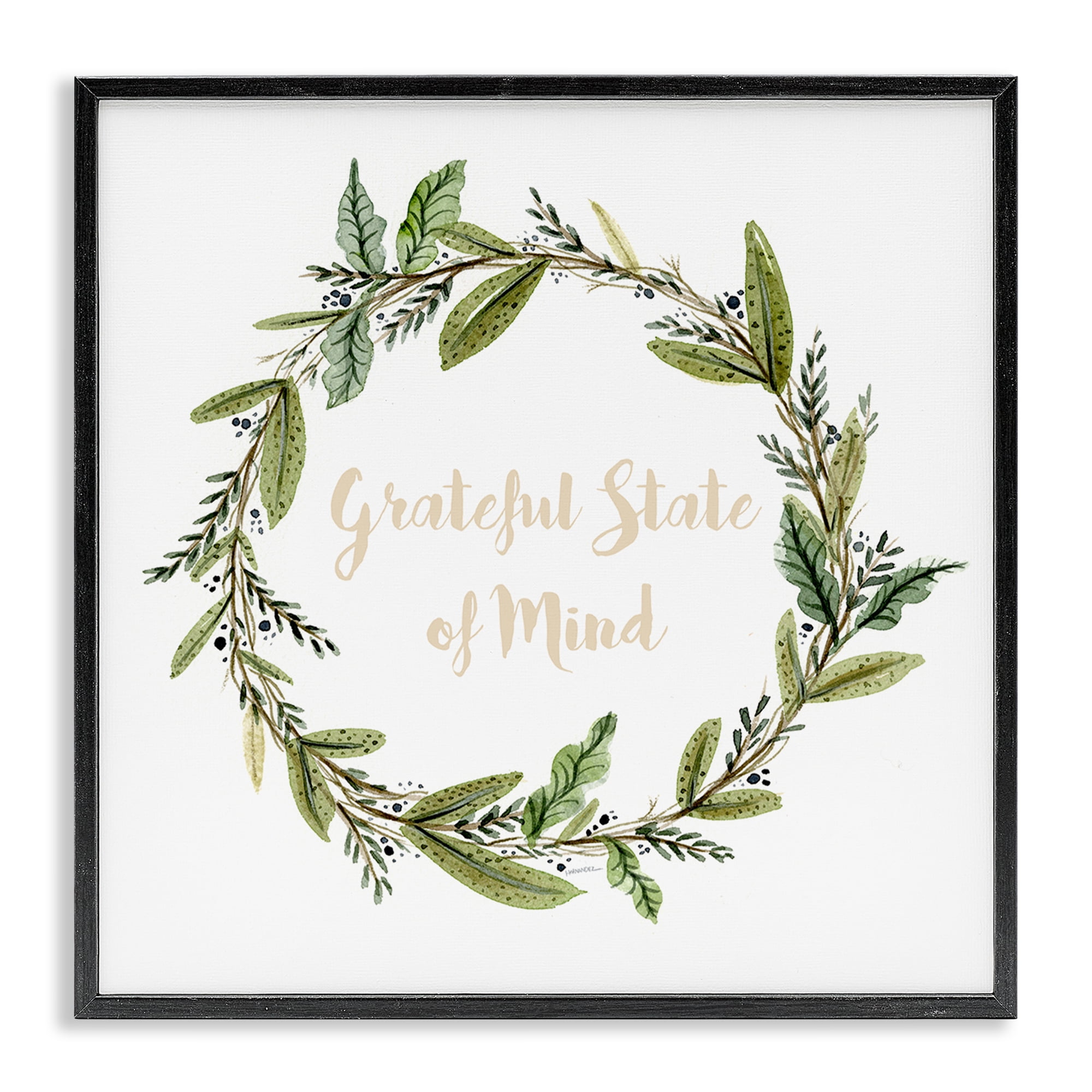 Stupell Industries Grateful State Of Mind Text & Numbers Painting Black Framed Art Print Wall Art, 17 x 17