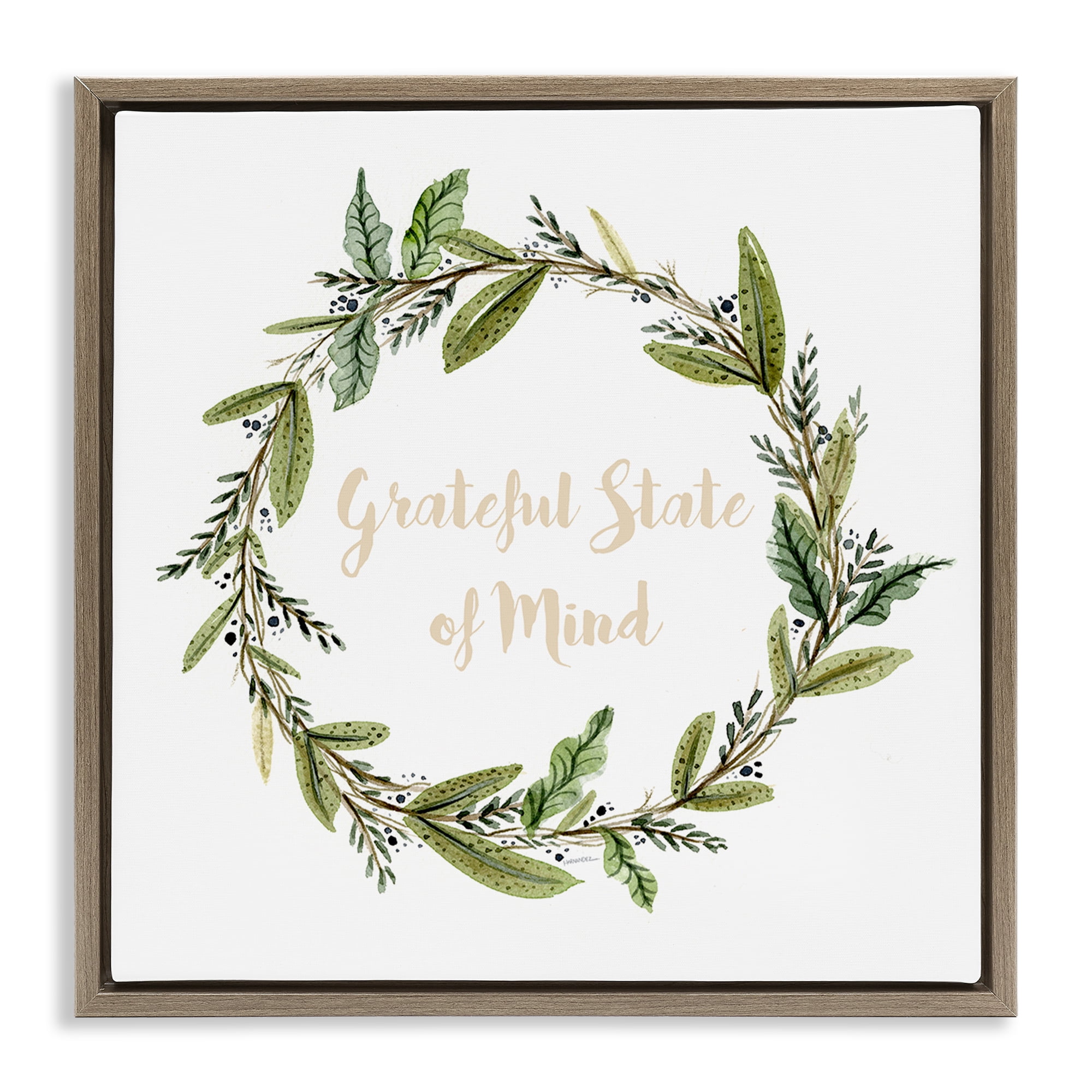 Stupell Industries Grateful State Of Mind Text & Numbers Painting Brown Floater Framed Canvas Art Print Wall Art, 18 x 18