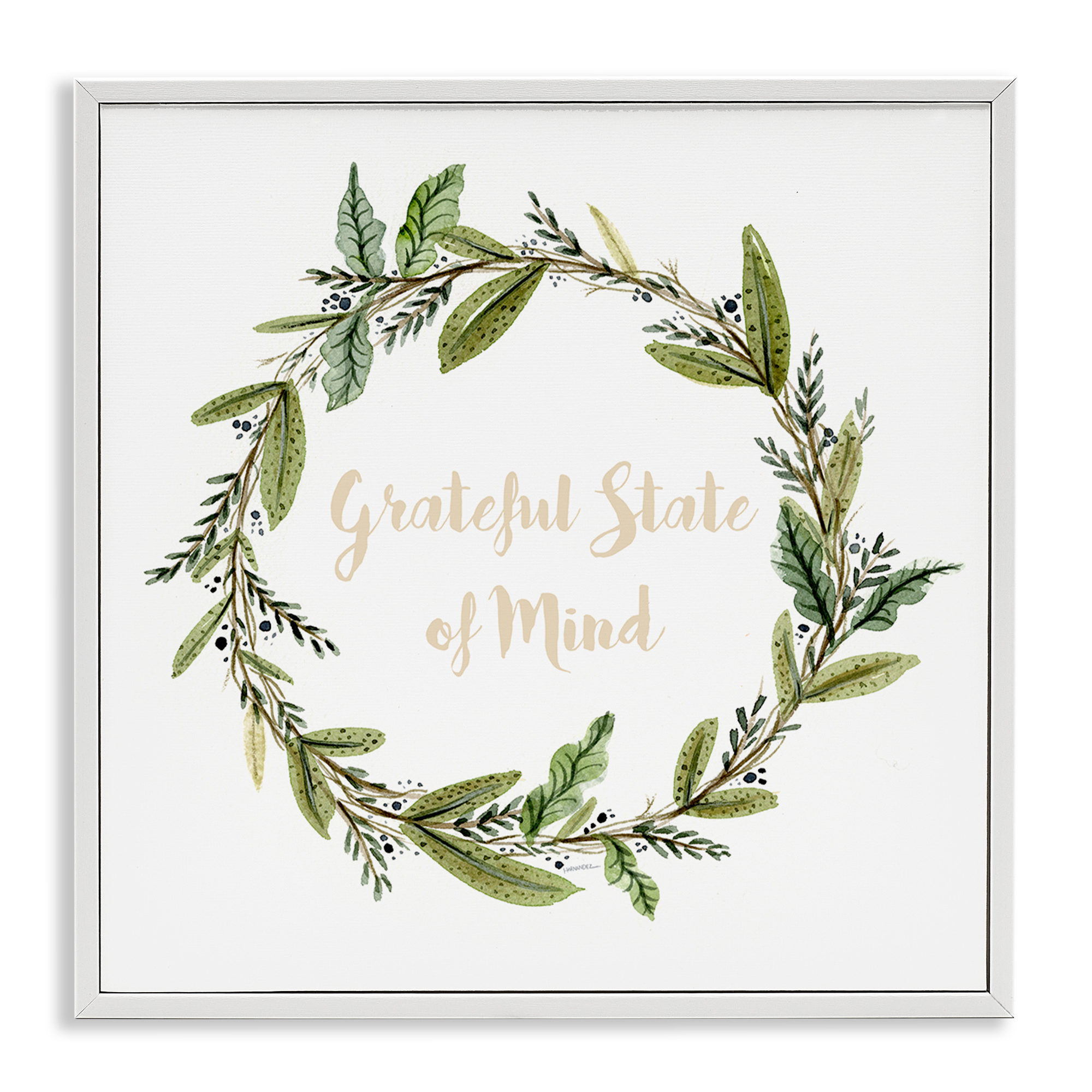 Stupell Industries Grateful State Of Mind Text & Numbers Painting White Framed Art Print Wall Art, 17 x 17
