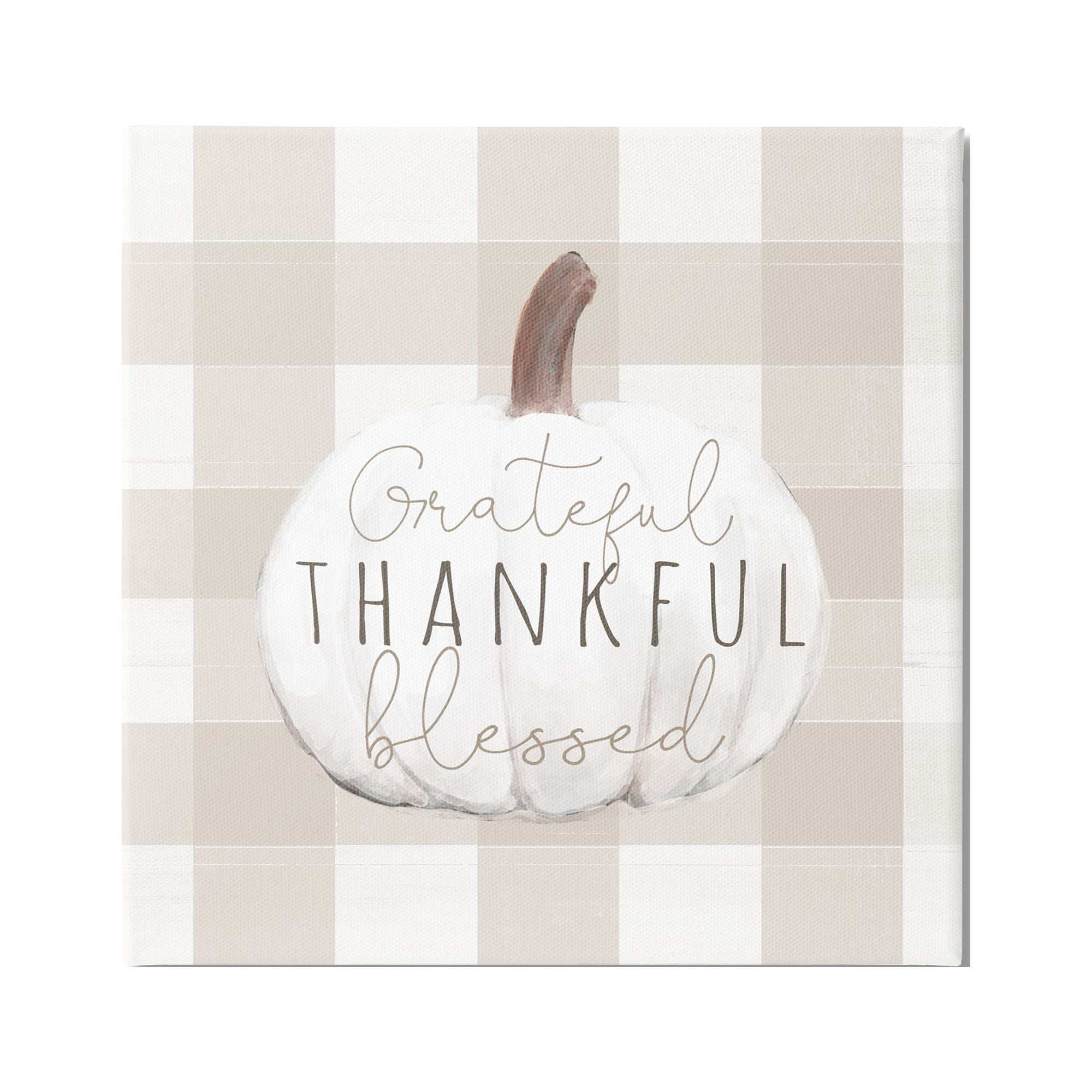 Stupell Industries Grateful Thankful Pumpkin Holiday Painting Gallery Wrapped Canvas Print Wall Art, 30 x 30