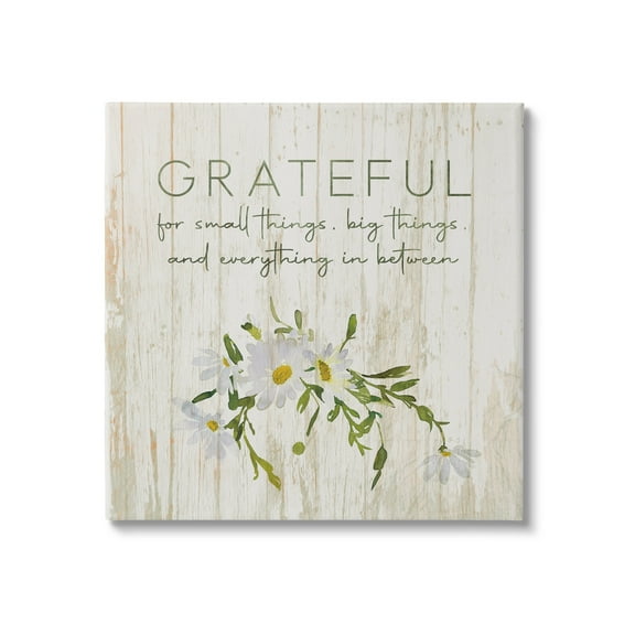Stupell Industries Grateful for Small Big In Between Motivational Phrase Graphic Art Gallery-Wrapped Canvas Print Wall Art, 36x36, by Susan Jill
