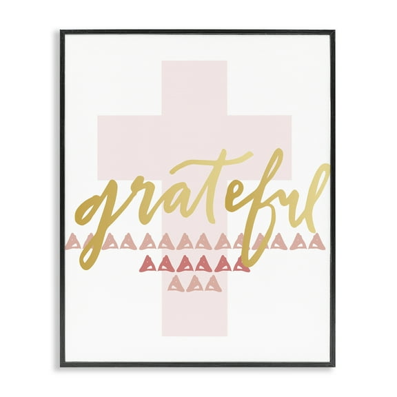 Stupell Industries Grateful over Cross Religious Painting Black Framed Art Print Wall Art, 11 x 14