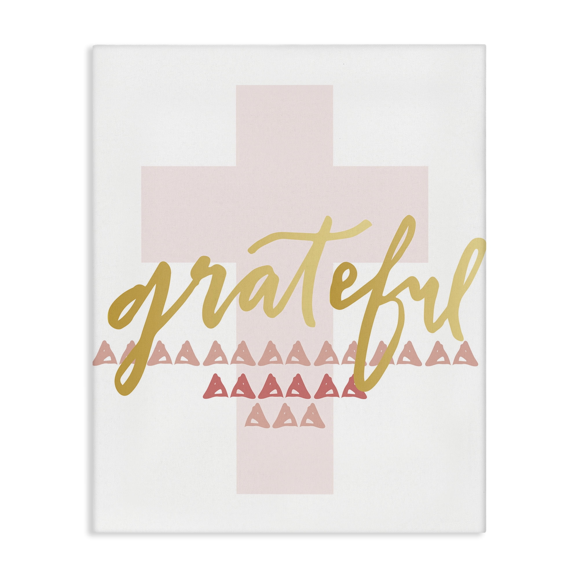 Stupell Industries Grateful over Cross Religious Painting Gallery Wrapped Canvas Art Print Wall Art, 30 x 40