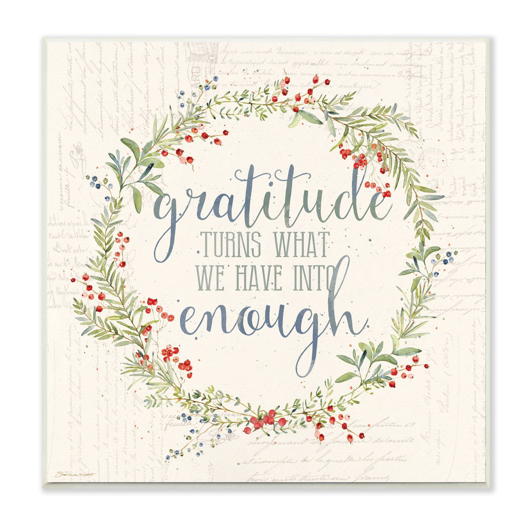Wandbild „Thankful Grateful Blessed“ Mit Hortensien, Gerahmt In Grau – 28,9 X 35,6 Cm