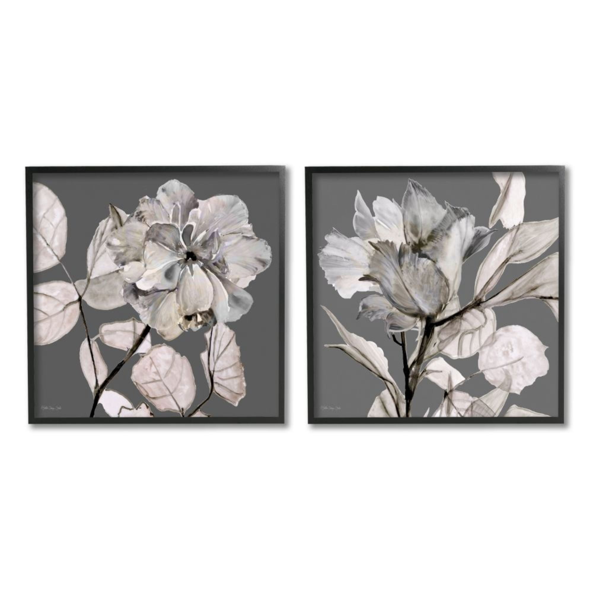 Stupell Industries Gray Floral Close Up with Neutral Flowers Design by Stellar Design Studio