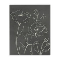 Stupell Industries Gray Poppies Outline Canvas Wall Art design by Elizabeth Medley, 20 x 16