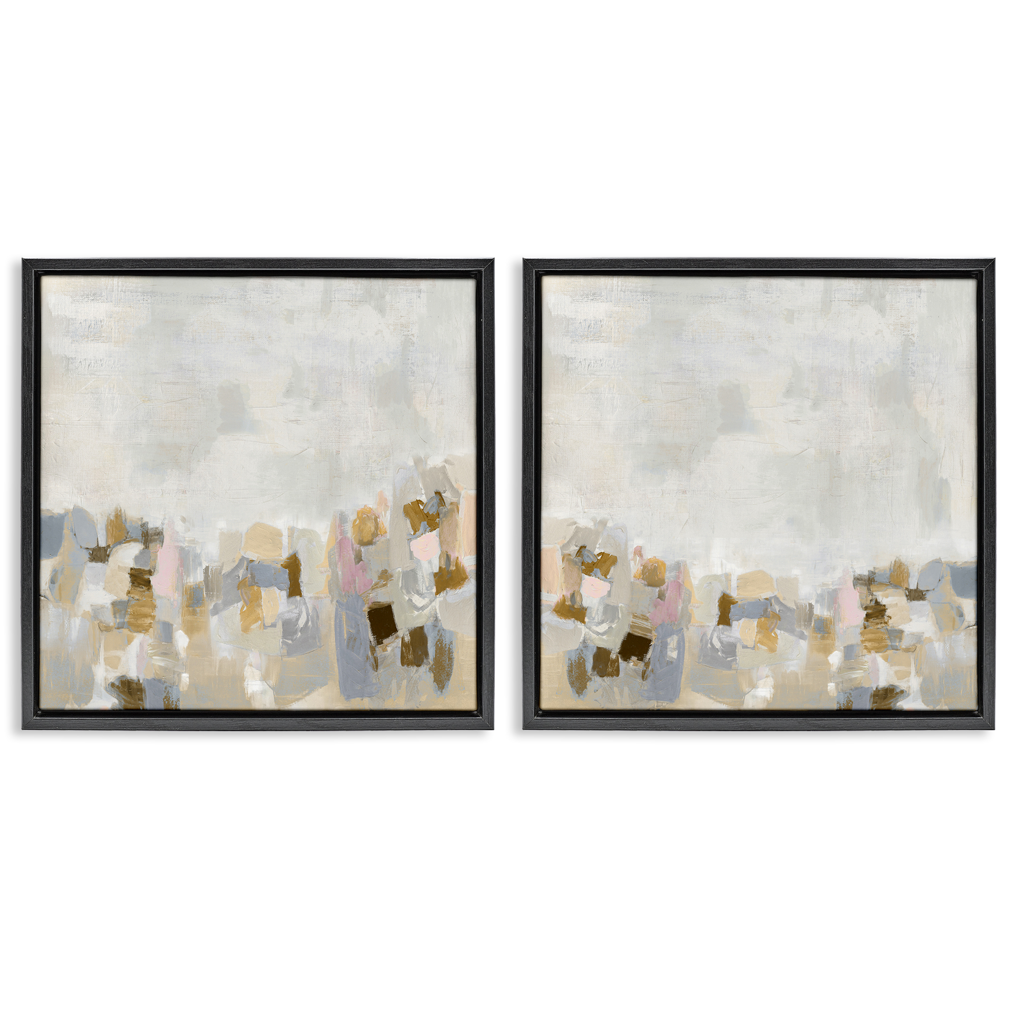 Stupell Industries Gray Subtle Abstract Abstract Painting Black Floater Framed Canvas Art Print Wall Art, 25 x 25, Set of 2