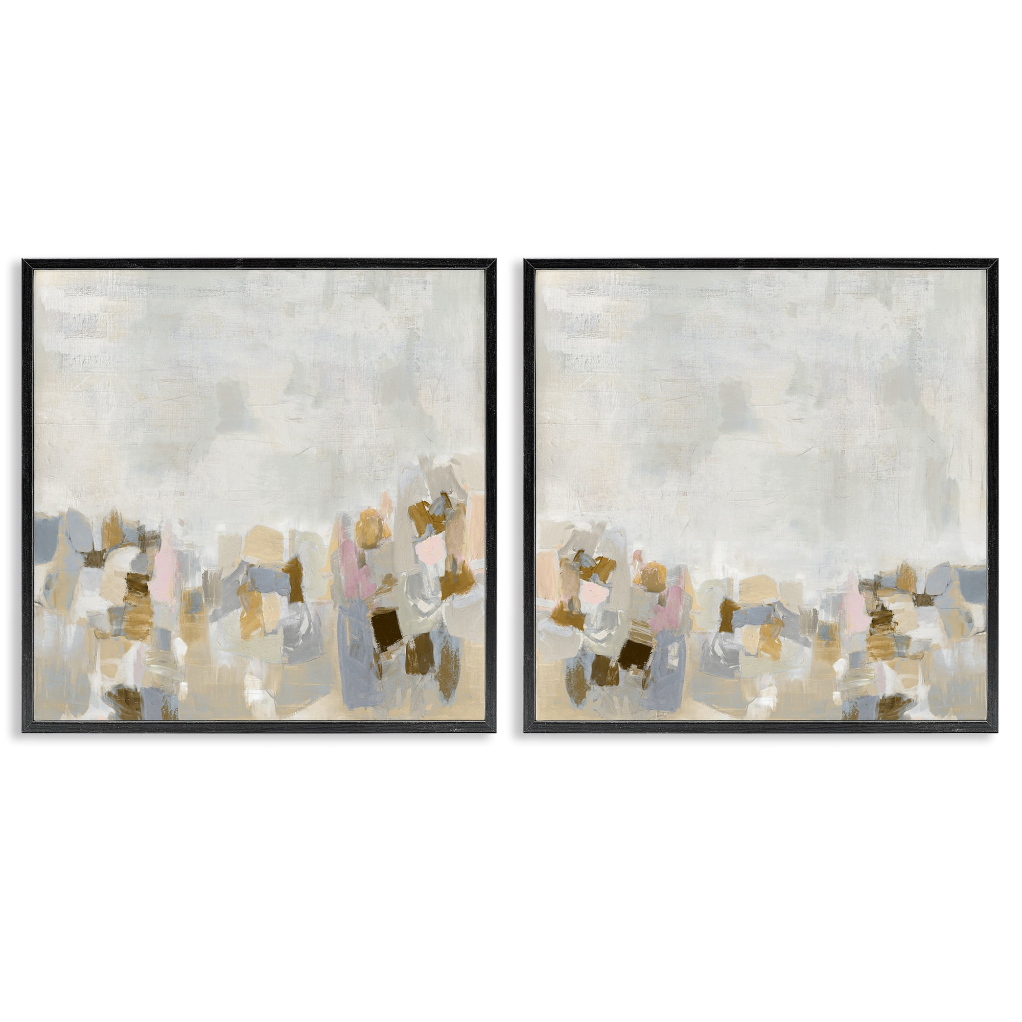 Stupell Industries Gray Subtle Abstract Abstract Painting Black Framed Art Print Wall Art, 17 x 17, Set of 2