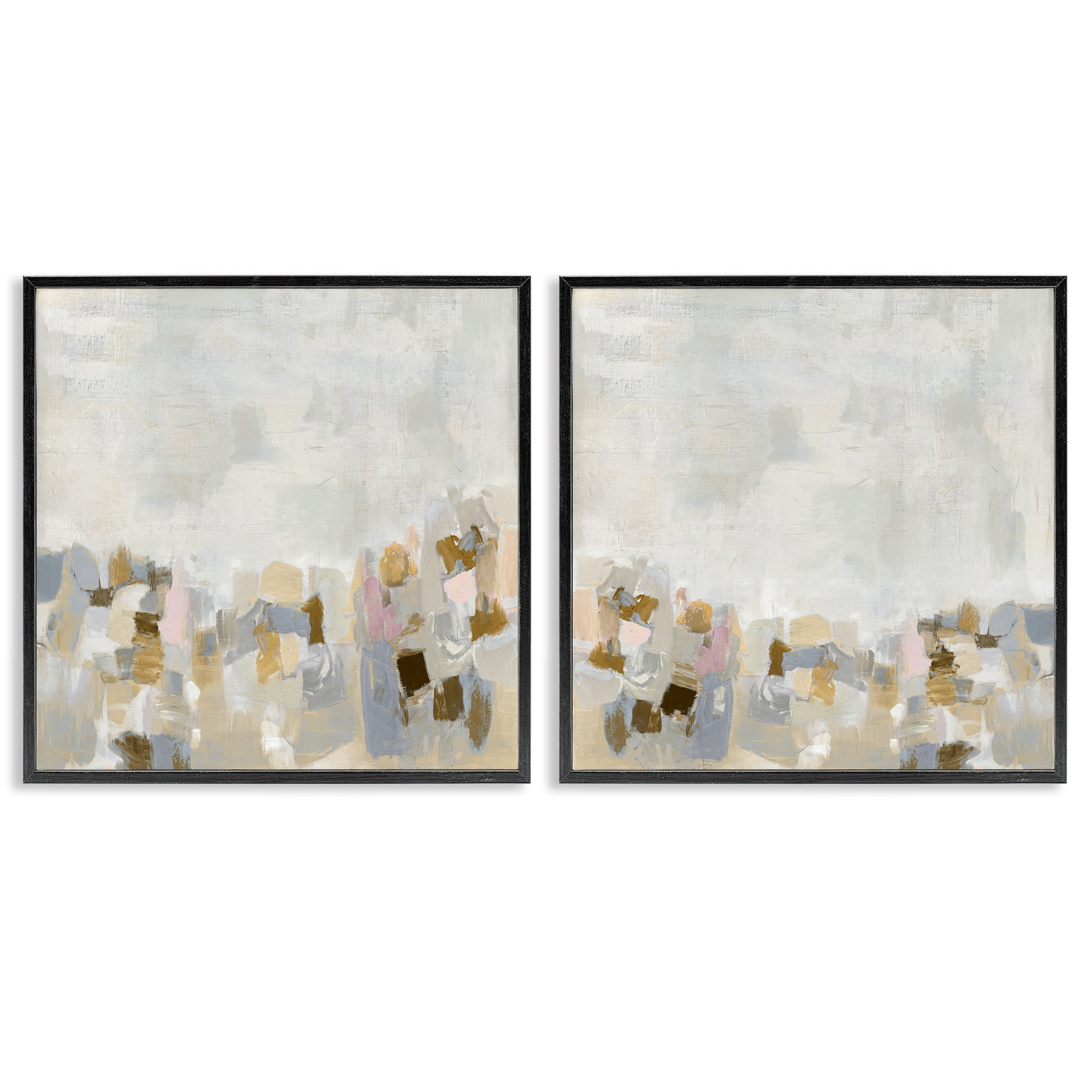 Stupell Industries Gray Subtle Abstract Abstract Painting Black Framed Art Print Wall Art, 24 x 24, Set of 2